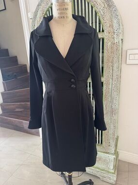 Mango Black Tailored Wrap-Style Women's Blazer Coat